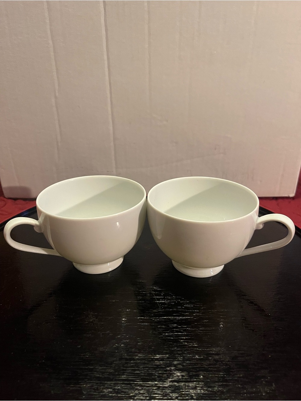 Mikasa White Porcelain Tea/Coffee Cups - Pair